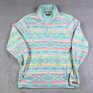 Chubbies Fleece Quarter Zip Pullover Mint Pastel Geometric Southwest Mens Medium